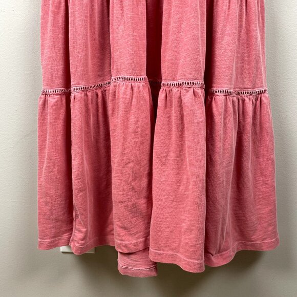 Anthropologie Sundry 1 Maxi Dress Small Pink Tiered Peasant Ruffle Short Sleeve - Picture 7 of 12